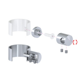 Držiak tyče ø 12 mm na trubku ø 33,7 mm, brúsená AISI 304 Držiak tyče ø 12 mm na trubku ø 33,7 mm, brúsená AISI 304